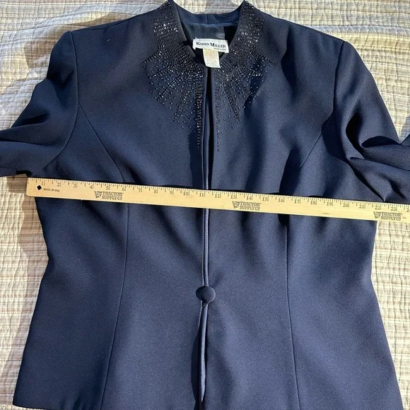 Karen Miller New York Navy Dress With Matching Jacket, Size 18 - Picture 12 of 16